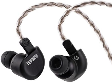 Linsoul Tripowin Ruta10 In Ear Monitor,IEM con Driver Dinamico LCP da 10mm,Auricolari Cablati HiFi,con Alloggiamento in Lega CNC e Cavo Placcato Argento Staccabile per Musicisti Audiofili (Nero)