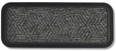 Fußmatte Außen & Innen - 25x60 cm - Grau Muster - Sauberlauf Türmatte rutschfest - Schmutzfangmatte sehr strapazierfähig - Fussmatte aussen Stufen