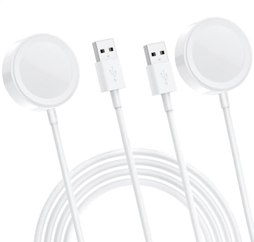 Watch Charger [apple MFi Certified]2PCS Fast Wireless Magnetic Cable Portable Cord Compatible with Apple Watch Series 9 8 7 6 5 4 3 2 SE Ultra(3.3FT/1M) -White