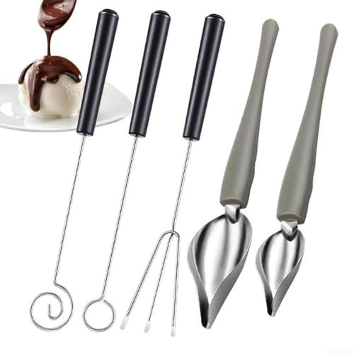 3Pcs Candy Dipping Tools Chocolate Dipping Fork Spoons Set Culinary Decorating Spoons Chef Art Pencil For Handmade Chocolates Fondue Cheese