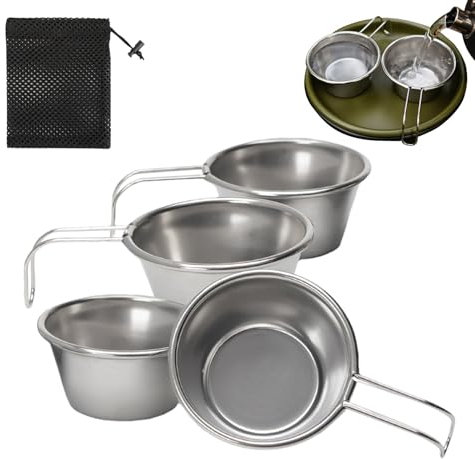 Tazza da viaggio – 50 ml, 4 tazze piccole per tè, sport, cucina, cibo, escursioni in montagna, campeggio, barbecue, attività all'aperto