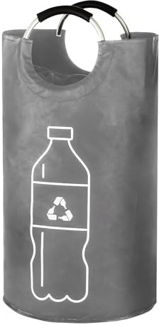 FUFRE Récipient de collecte de bouteilles avec poignée, 82 l, pliable, vide, multifonction, pour la cuisine et le stockage, gris, Facile à utiliser