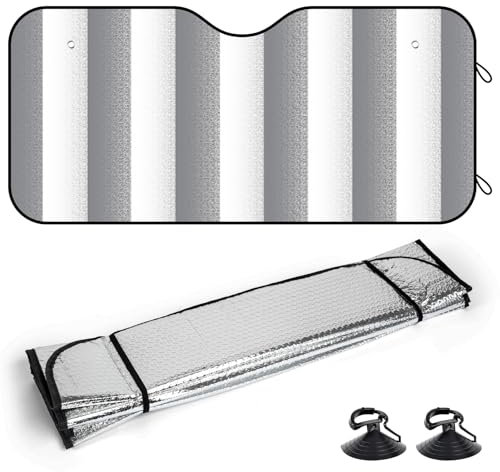 packra Parasol Coche Delantero, Protector Solar Ligero y Económico para Parabrisas, Montaje Rápido y Universal para Coches y SUVs Pequeños, Medidas 150 x 80 cm