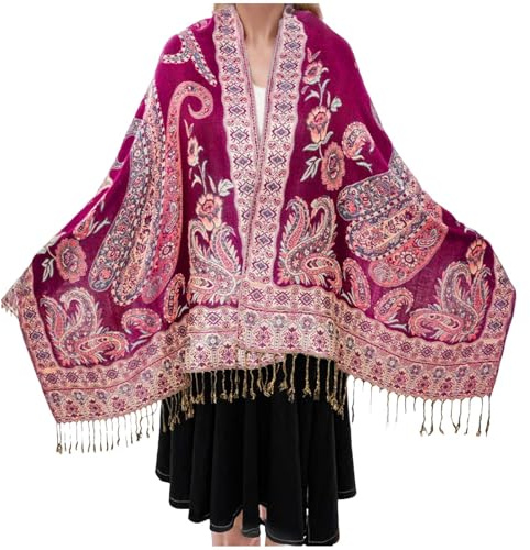 XINGSHUNFU Paisley Pashmina Rave Schal, indische Schal Wraps für Frauen Exotische Tücher Schals für Abendkleider