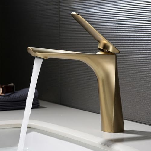 HXYhydrypd Robinetterie Salle de Bain, Eau Chaude et Froide Mélangée, Tuyau d'alimentation Inclus, Robinet Lave Main pour Bar, Camping-Car, Buanderie(Gold)