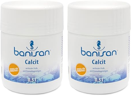 Banisan Calcit Härtestabilisator, Vorteils-Set 2x 500 ml, Stabilisierung der Wasserhärte, verhindert Kalkausfällungen & Ablagerungen, gegen Verfärbungen des Wassers durch Kalk- und Metallionen