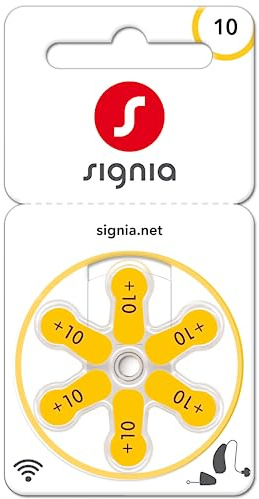 Siemens Signia Hearing Aid Batteries Type 10 (PR70, Yellow) - Pack of 30 (5 x 6) - Zinc-Air Batteries 1.4 V - Extra Long Runtime & Reliable Performance - Original Siemens Quality