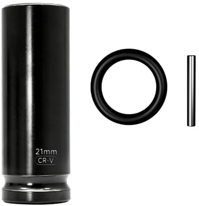 21MM Impact Socket 1/2 Inch Drive, Deep 6-Point Wheel Nut 21MM Socket with Retaining Pin & o-Ring, Scaffolding Sockets for Long Bolts and Scaffolding Clamps