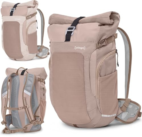 otinga® Flow Rolltop Rucksack Damen & Herren mit 23-27L Volumen I Vollreflektierender Fahrradrucksack ohne Gepäckträger I Wasserdichter Rucksack Herren mit praktischem Laptop Rucksack Fach