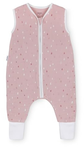 Ehrenkind® Baby Sommerschlafsack mit Füßen Musselin 0.5 TOG | aus weicher OEKO-TEX zertifizierter Bio-Baumwolle | Sommer Baby Schlafsack 0.5 TOG Gr. 100 Farbe Rosé Tropfen