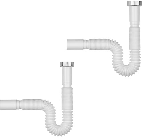 Set 2 tubi di Scarico Flessibile per Lavabo e Bidet | Sifone Bagno Estensibile misure 1”1/4 x 32 mm | Sifone scarico Universale | Installazione facile