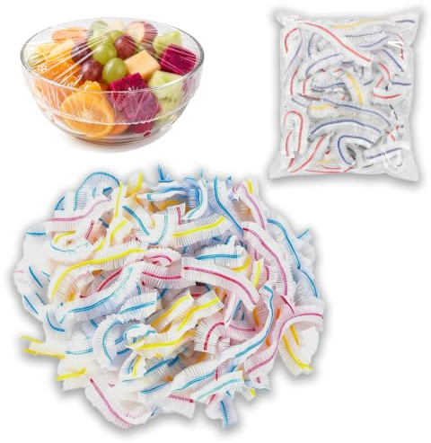100Pcs Colorful Stretch Food Covers-35CM, Elastic Plastic Bowl Lids | Food-grade PE | Stretch up to 35cm | Fits plates/bowls 10-28cm | Fridge microwave safe | Multi-colour for easy sorting