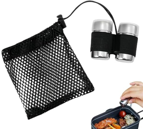 2 PCS Salt and Pepper Shakers Set,Outdoor Seasoning Set | Mini Stainless Steel Salt & Pepper Pots with Clear Lid, Leakproof Travel Condiment Set for Kitchen, BBQ, Hiking, Camping