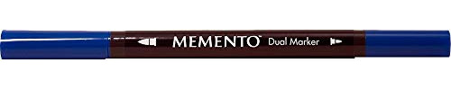 Tsukineko Memento Dual Tip Art Markers Blue, Danube Blue, Vibrant Colouring Pen for Artists, Archival, Water-resistant, for Stamping, Calligraphy, Water Colouring, Embossing, and Mixed Media