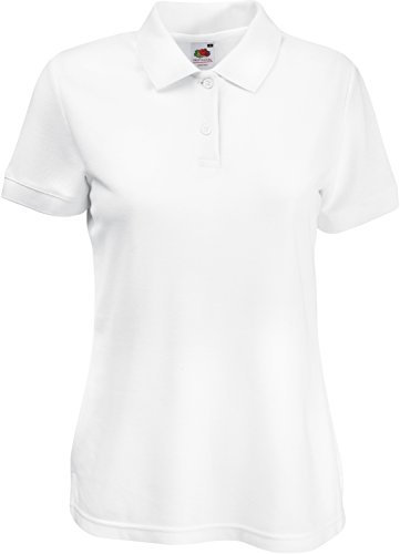 Damen Lady-Fit Poloshirt 65/35 XS S M L XL XXL verschiedne Größen von Fruit of the Loom L,Weiß L,Weiss