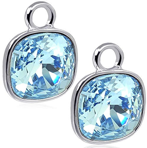 Charm Anhänger 2 Stück 925 Sterling Silber Blau für Creolen Markenkristalle NOBEL SCHMUCK®