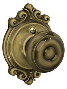 Schlage F170 GEO 609 BRK Brookshire Collection Georgian Decorative Trim Knob, Antique Brass