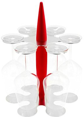 Legnoart Spicy FELIX HORA Glasständer mit 6 Gläser Holz Edelstahl Rot FH-1R