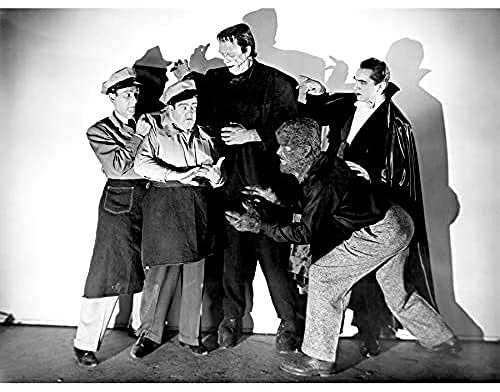 Wee Blue Coo Vintage B&W Dracula Wolfman Frankenstein Monsters Large Art Print Poster Wall Decor 18x24 inch