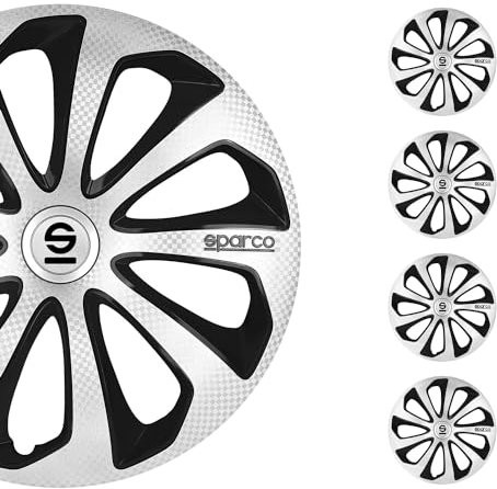 Satz Sparco Radzierblenden Sicilia 14-Zoll Silber/Schwarz/Karbon