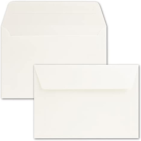 50x Briefumschläge 12 x 18 cm - ca DIN B6 mit Haftklebung, creme, stabile 90 g/m², Umschläge für Grußkarten und Einladungen