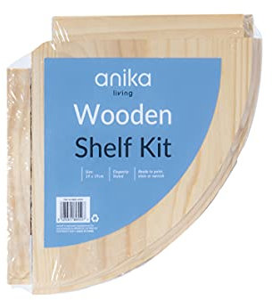 Anika Living Schwebende Eckregale aus Holz, 2 Größen, einfach zu montieren, Wandregal, fertig zum Bemalen, Beizen oder Lackieren, inklusive Befestigungsmaterial (19 cm x 19 cm)