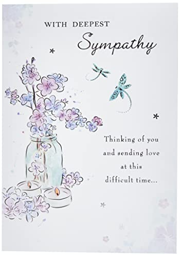 Piccadilly Greetings Group Ltd Maravillosamente redactada con tarjeta de felicitación de condolencias más profundas, 7 x 5, blanco, gris, negro