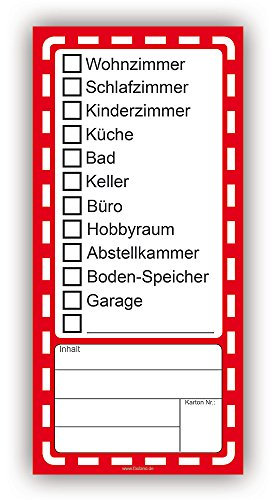 30 x Etiquetas para mudanzas (21 cm de alto, adhesivo con etiquetas etiquetas de Mudanza Cartón para el orden al Mudanza, color 100 unidades