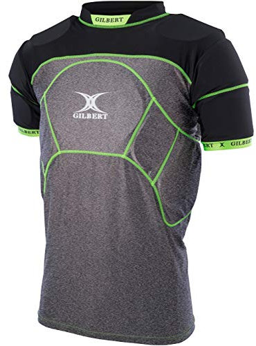 GILBERT Rugby-Trikot Charger X1-13 Schutzzonen – Schwarz/Grau/Grün