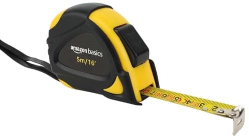 Amazon Basics metro per misurazione autobloccante, 5 m, con scala di precisione MID, Nero, Giallo