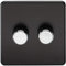 Knightsbridge SF2182MB 2G 2-way 10-200W (5-150W LED) trailing edge dimmer - Matt Black with chrome knobs