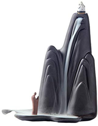 Garneck Keramik Weihrauchbrenner Berg Wasserfall Rauch Rückfluss Weihrauchhalter Aromatherapie Ornament Desktop Dekor für Yoga Meditation Spa