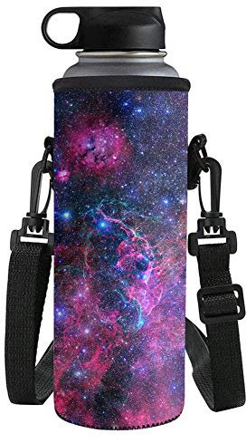UOIMAG Housse de transport isotherme en néoprène pour bouteille d'eau Motif ciel étoilé Taille L 1 l