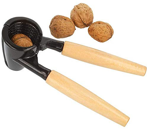 Bipily Casse-Noix avec Manches en Bois en Marron Métal, Pince Casse Noisette Ouvre-Bouteille, Noyer Clip Noix Pince écrou Décapsuleur Noyer Métallique pour Noix, Noisettes, Amandes, Noix du Brésil