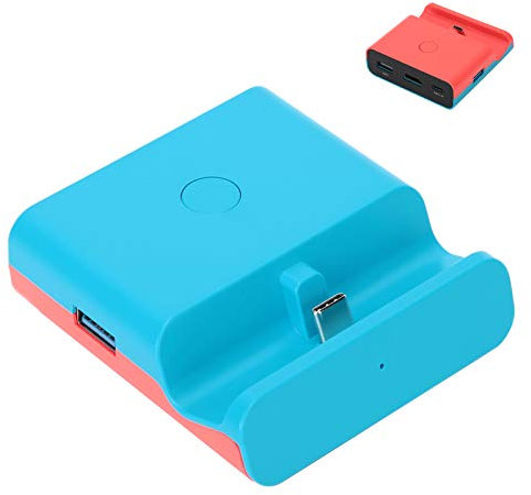 Dock TV Switch portatile Eboxer, Dock per Switch USB3.0 LAN Type-C, con 5 interfacce, Adattatore convertitore video HDMI per Switch(blu e rosso)