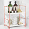 FSyueyun 2-Tier Bathroom Countertop Organizer, Tool-Less Installation Premium Plastics Makeup Shelf Organizer Perfume Skincare for Dresser Vanity Tray Organizers and Storage (Rose Gold)