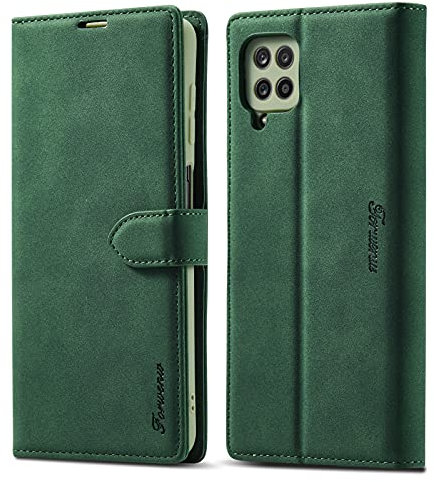 LOLFZ Wallet Case for Samsung Galaxy A12 5G, Vintage Leather Case Card Holder Kickstand Magnetic Closure Flip Case Cover for Samsung A12 5G - Green