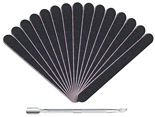 16 pezzi Lime per Unghie con Spingi Cuticole (100/180Grit), Lavaggio Bilaterale Lavabile, Professionali Lime Unghie, per Uso Domestico e Salone