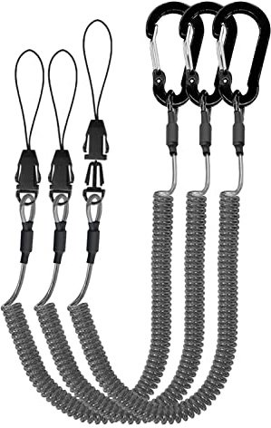 Lix&Rix Coiled Lanyards with Carabiner, Ring and Quick Release Detachable Buckle for Fishing Equipment Keys, Cards, Tools