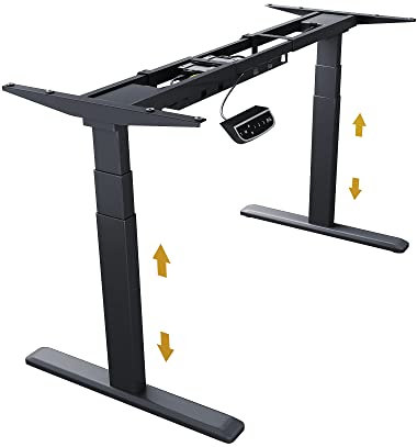 RaidSonic Technology GmbH ICY BOX Ergonomischer Steh-Sitz-Schreibtisch Elektrisch höhenverstellbar 62 - 128 cm mit Memory Funktion Schwarz, 200 x 100, 60866