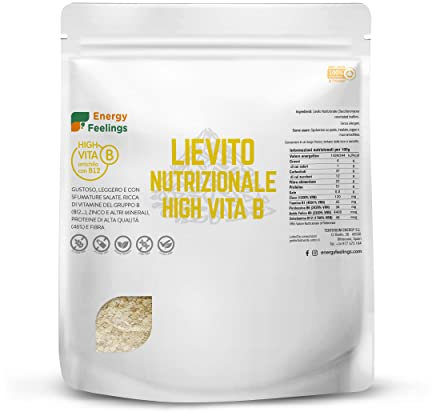Energy Feelings Lievito Alimentare Nutrizionale in Scaglie 1Kg, Lievito con Vitamina B12, 51% Proteine, Integratore in Fiocchi Senza Glutine e Vegano