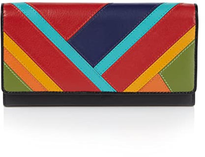 VISCONTI ® Portafoglio Donna Vera Pelle con protezione RFID - XL 18 x 9 cm - Porta Carte di Credito con Portamonete Borsellino Portafogli Porta Banconote -Clara - Multicolore