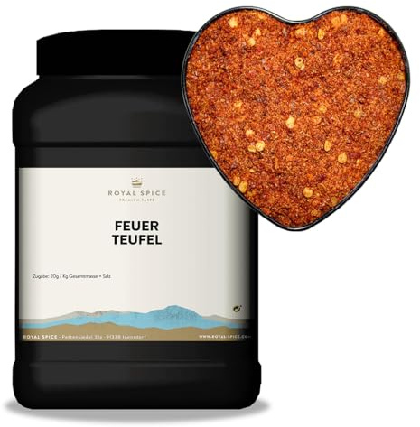 Royal Spice Feuerteufel - Brüh- & Rohwurst Gewürz 700g - Wurst Gewürzmischung für feurig würzige Roh- und Brühwürste oder als Bratwurst Gewürz - Kräftige Chiliwürzung mit pikanter Schärfe