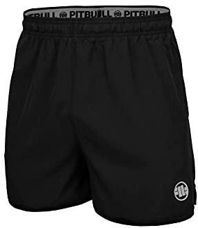 Pitbull - West Coast Sporthose Herren Kurz, Schnelltrocknende Kurze Sporthose, Komfortabel Fitnesshose, Laufhose Herren Kurz - M, Schwarz