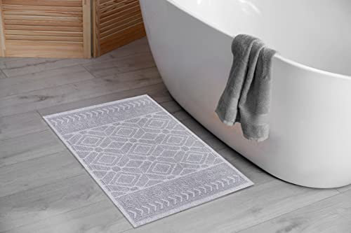 Pasha Home 2er und 1er Pack Badematte 60 x 120 cm Autumn Grau/Badteppich aus Baumwolle/weicher Badvorleger rutschfest waschbar/moderner Badvorleger für Badezimmer, Dusche oder Küche