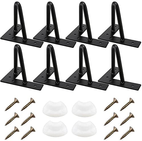 SINJEUN 8 PCS 10cm/4 Inch Hairpin Legs for DIY Furniture, TV Cabinets, Cabinet - Metal Table Legs With Protector Feet and Screws, Black