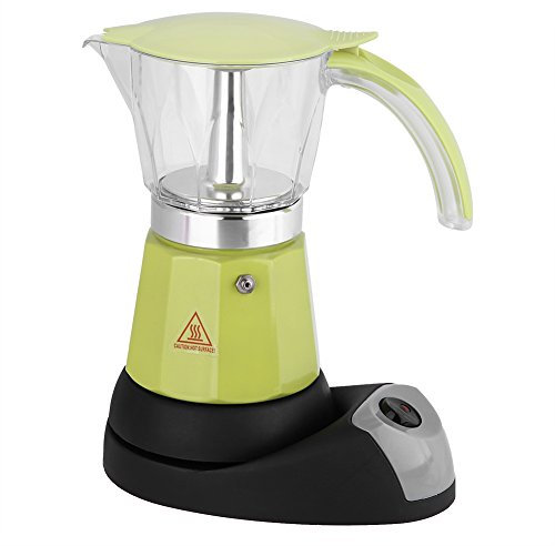 LIZEALUCKY 300ml/6 Tazze 480W Caffettiera elettrica Mocha Espresso Latte Caffettiera Fornello Caffettiera Pot Caffettiera Bere Strumento Caffettiera Latte Piano Cottura(Verde)
