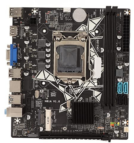 ASHATA H81A Motherboard Game PC, LGA 1150 PCIE 8X DDR3 DDR3L VGA SATA3.0 NGFF M.2 USB 100 Gigabit NICs 16GB ATX Gaming Motherboard for E3 V3 LGA150 Series Processors