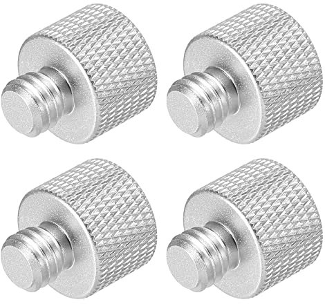 PATIKIL Mic Stand Adapter 3/8 Male to 5/8 Female Camera Screw Thread Adapter for Microphone Tripod Stand Silver 4 Pack