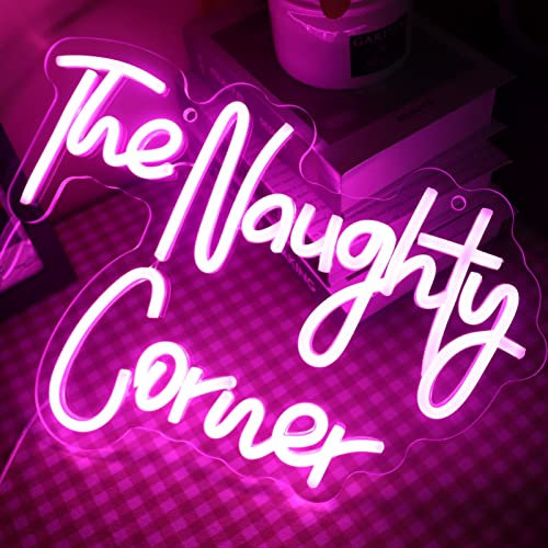 LED The Naughty Corner Neon Zeichen Rosa Neon Lichter für Mädchen Zimmer Home Bar Kunst Wand Dekor Party Fenster Wohnzimmer Dekor Geburtstag (Rosa)